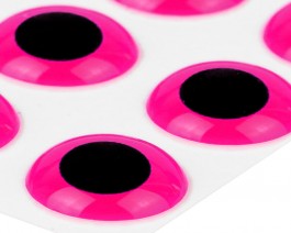 3D Epoxy Eyes, Fluo Pink, 8 mm